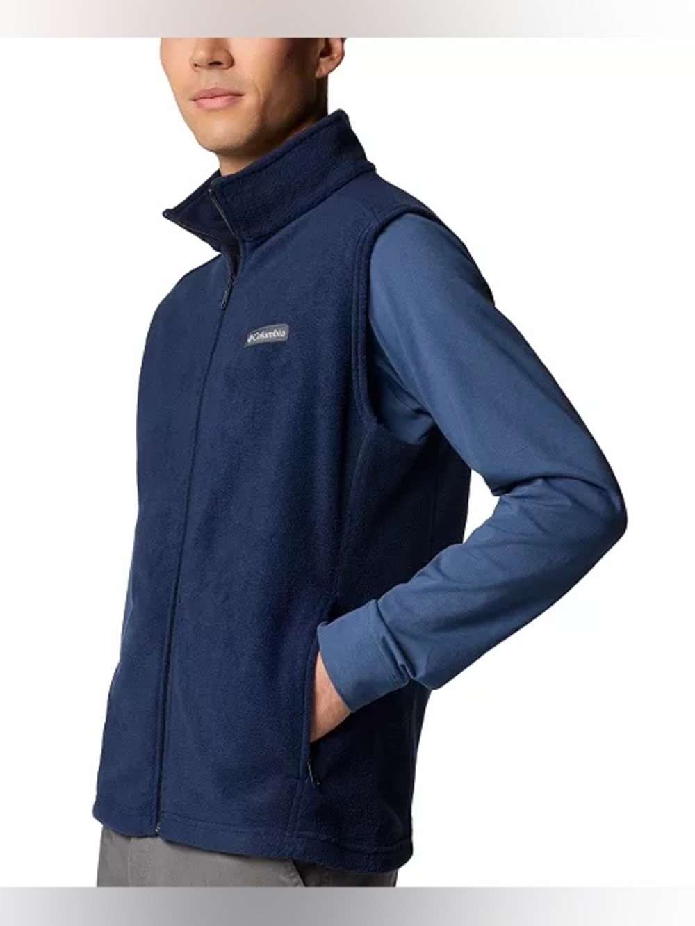 Columbia Men's Size Large Mountain Full Zip Fleece Vest Navy Blue